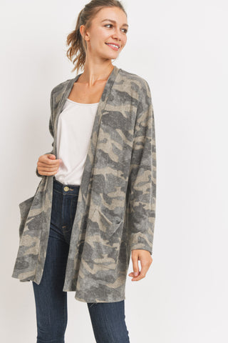 Brushed Camo Pocket Cardigan