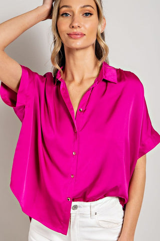 Sexy Satin Button Down Top - 2 Colors