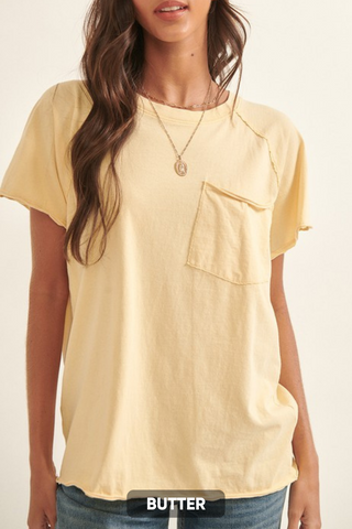 Joy Ride Mineral Washed Pocket Tee - 6 Colors