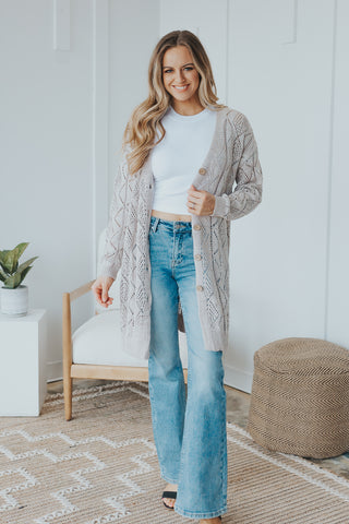 Hollowed Buttons Cardigan - 2 Colors