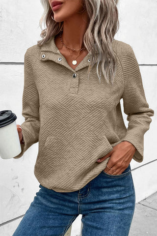 Quilted Snap Button Pullover - 5 Colors