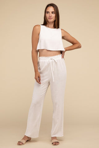 Vacay D-Linen Blended Top and Pants Set