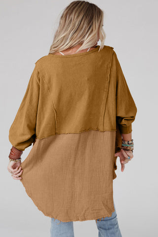 Viral Raw Hem High Low Oversized Blouse - 3 Colors! Will ship 11/10.