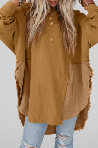 Viral Raw Hem High Low Oversized Blouse - 3 Colors! Will ship 11/10.