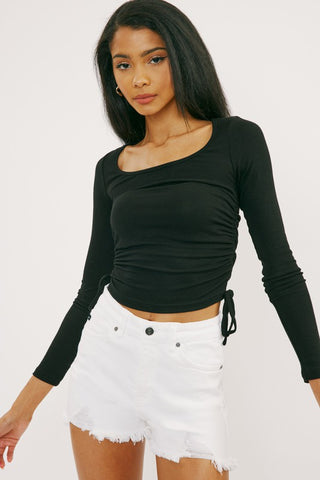 Kan Can High Rise Frayed Shorts - 2 Colors