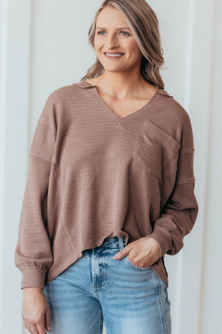 Patchwork Split Neck Top - 3 Colors