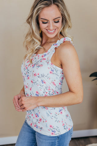 Stay True Floral Ribbed Tank