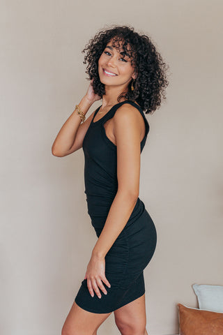 Ruched Ribbed Bodycon Dress - 2 Colors