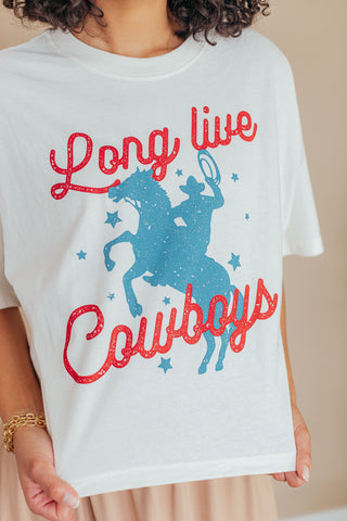 Long Live Cowboys Cropped Top Graphic Tee