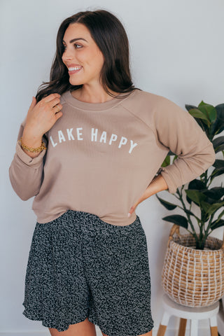 Oat Collective | Lake Happy Cropped Graphic Sweatshirt