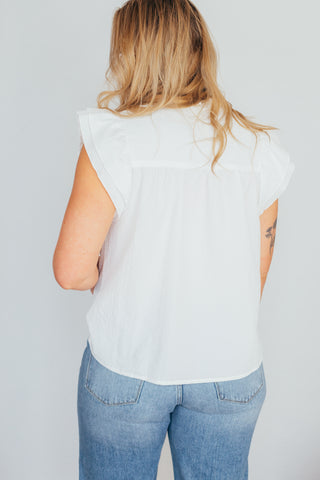 Ruffle Accent Flutter Sleeve Top