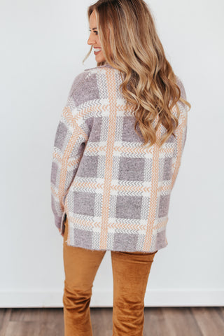 Fall Back Fuzzy Plaid Cardigan