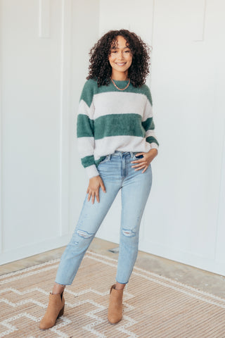 Cozy In Striped Plush Sweater - 2 Colors
