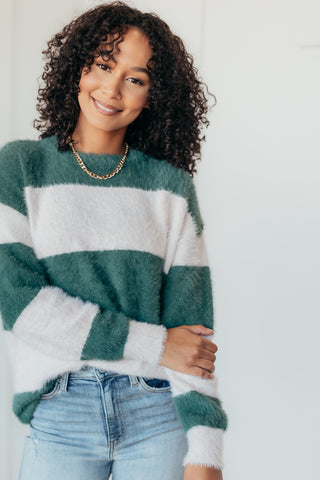 Cozy In Striped Plush Sweater - 2 Colors