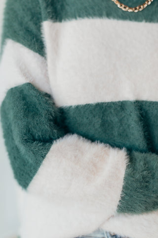 Cozy In Striped Plush Sweater - 2 Colors