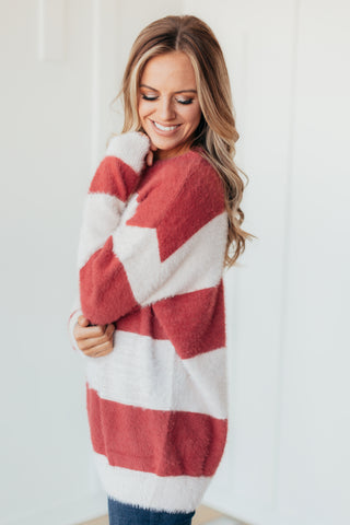 Cozy In Striped Plush Sweater - 2 Colors