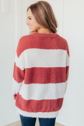 Cozy In Striped Plush Sweater - 2 Colors