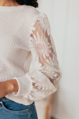 Sunflower Fields Waffle Knit Top