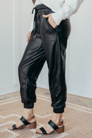 First Love Faux Leather Joggers
