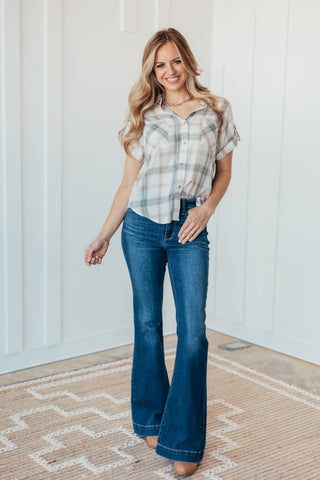 Plaid Short Sleeve Woven Top