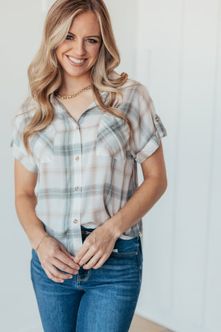 Plaid Short Sleeve Woven Top