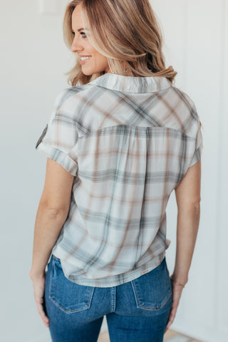 Plaid Short Sleeve Woven Top