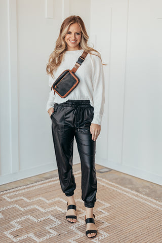 First Love Faux Leather Joggers