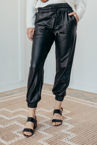 First Love Faux Leather Joggers