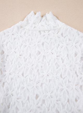 Flower Lace Mock Neck Long Sleeve Top- Ships 12/24