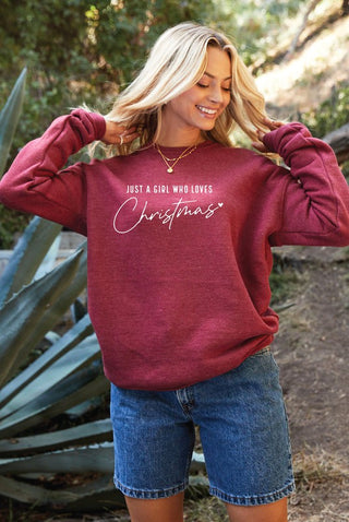 Oat Collective | Just A Girl Who Loves Christmas Graphic Sweatshirt - Will ship 11/22