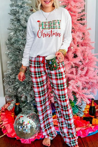 Merry Christmas Plaid Lounge Set