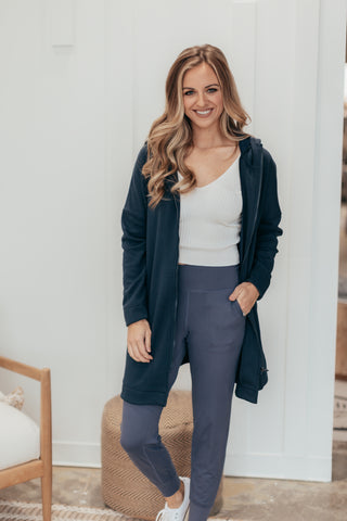 Mono B Longline Zip Up Hooded Jacket - 3 Colors