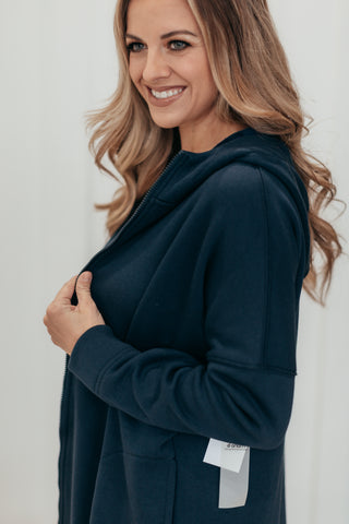 Mono B Longline Zip Up Hooded Jacket - 3 Colors
