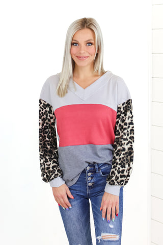 Run Wild Leopard Colorblock Top