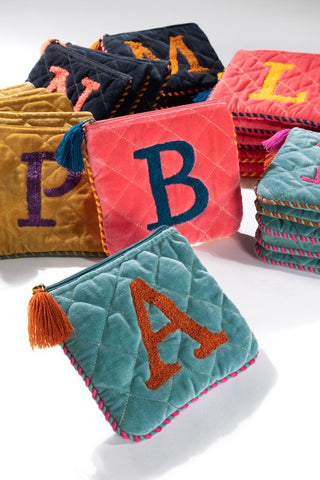 Hand Embroidered Velveteen Pouch
