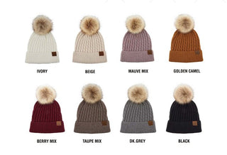 C.C. Honeycomb Pom Beanie - 4 Colors