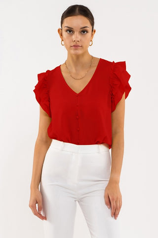 So Classy Ruffle Sleeve Blouse - 3 Colors