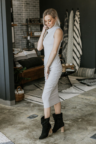 She Has It Cowl Neck Ribbed Dress