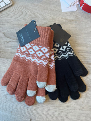 Geo Knit Touch Gloves - 2 Colors