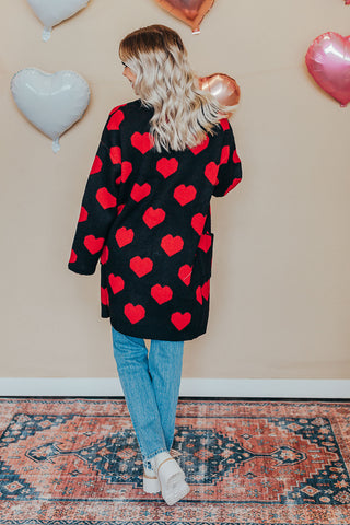 Heart Pattern Knit Cardigan