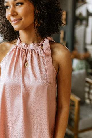 Spotted Satin Halter Blouse - 4 Colors