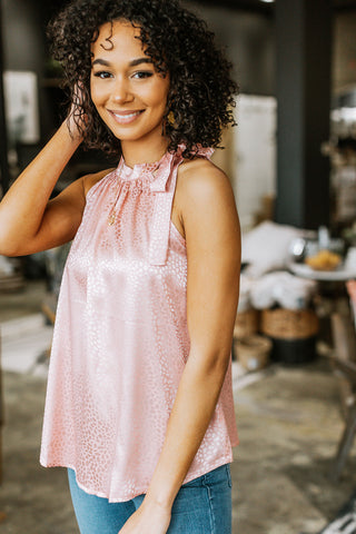 Spotted Satin Halter Blouse - 4 Colors