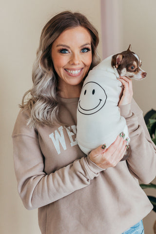 Oat Collective | Smiley Face Pet Graphic Sweatshirt