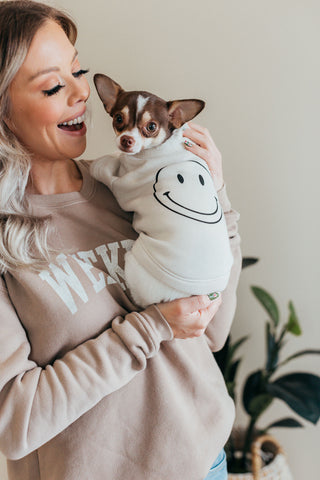 Oat Collective | Smiley Face Pet Graphic Sweatshirt